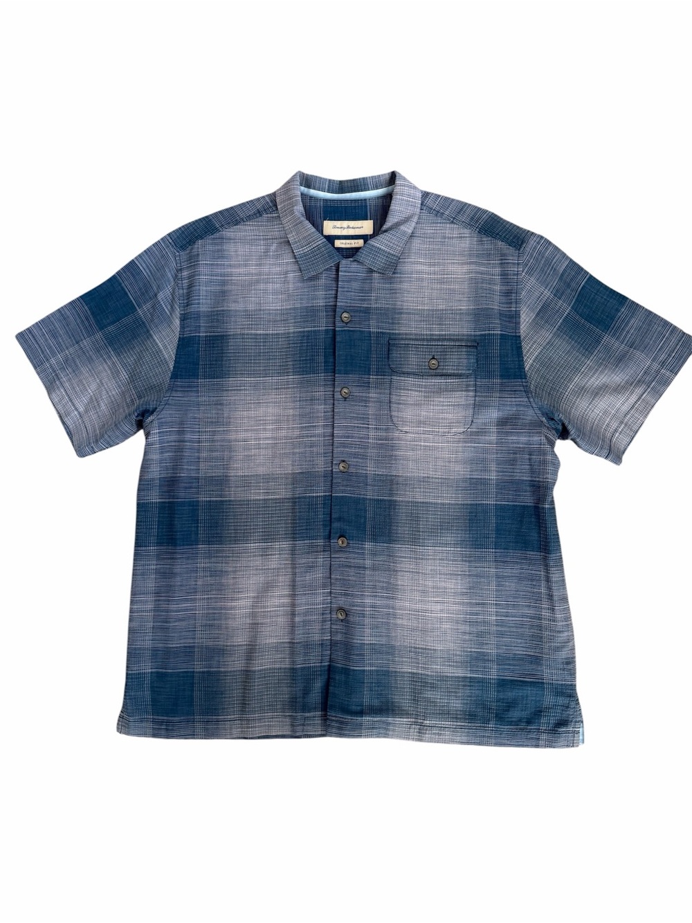 Tommy Bahama Blue Silk And Cotton Blend Short Sleeve Button-Down Shirt